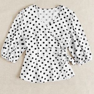 White& black polka dots peplum top